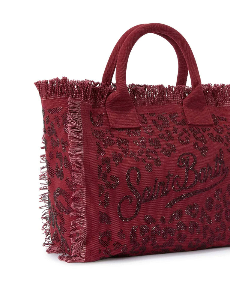 Borsa Saint Barth Vanity Leopardata Rossa Con Strass VANI001 00269L