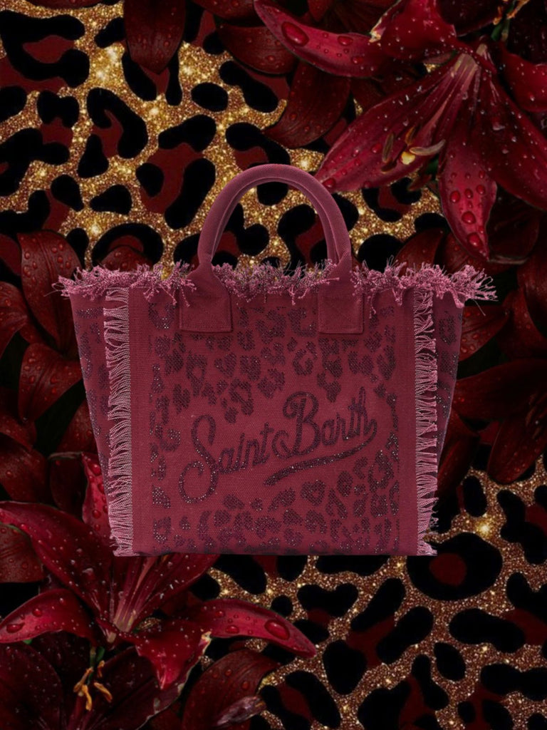 Borsa Saint Barth Vanity Leopardata Rossa Con Strass VANI001 00269L