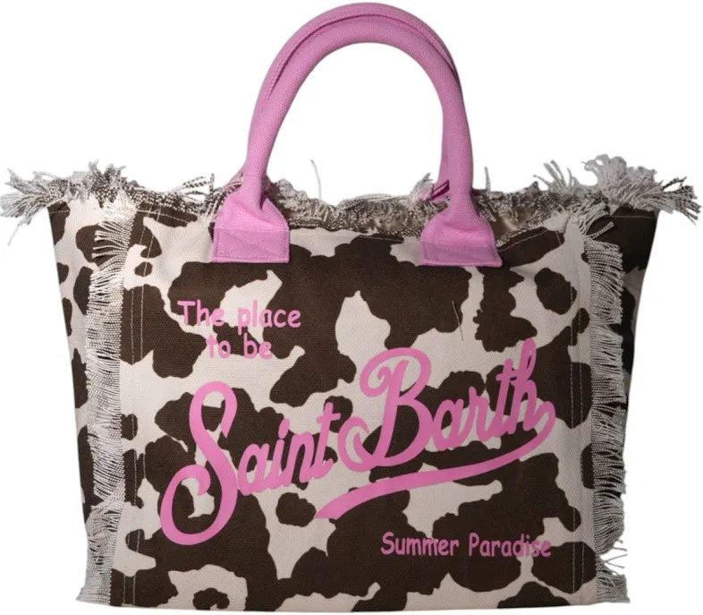 Borsa Mare Saint Barth Vanity Cow Skin Muccata Con Logo Rosa VANI001 00327L