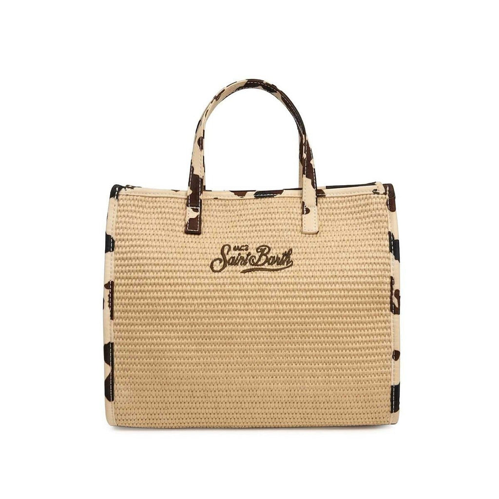 Borsa Saint Barth Vivian Mid Straw Patch Cow VVD00100370L