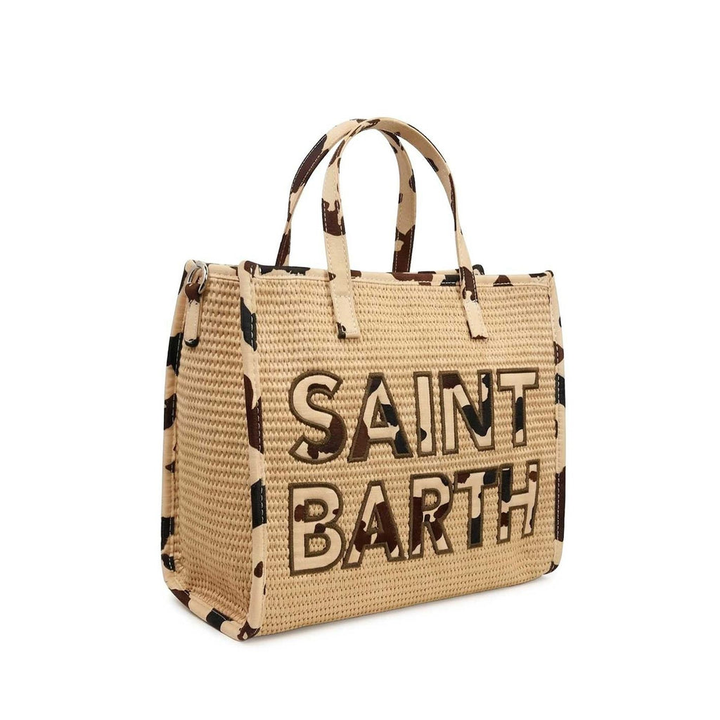 Borsa Saint Barth Vivian Mid Straw Patch Cow VVD00100370L