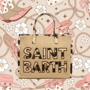 Borsa Saint Barth Vivian Mid Straw Patch Cow VVD00100370L