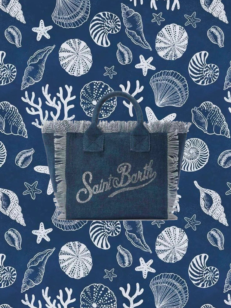 Borsa Saint Barth Colette Indigo Blu Con Logo In Strass COL0001 07486L