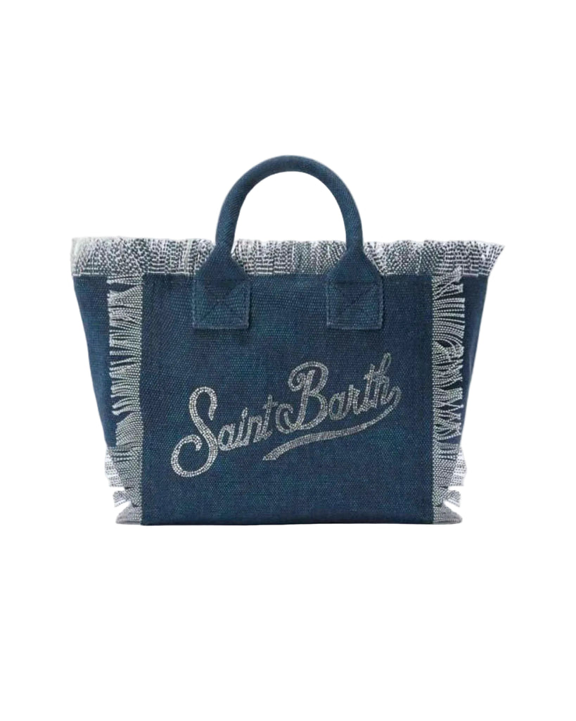 Borsa Saint Barth Colette Indigo Blu Con Logo In Strass COL0001 07486L