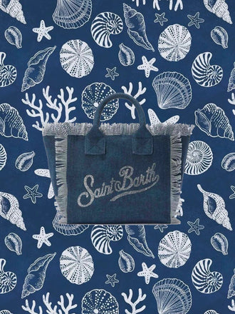 Borsa Saint Barth Colette Indigo Blu Con Logo In Strass COL0001 07486L