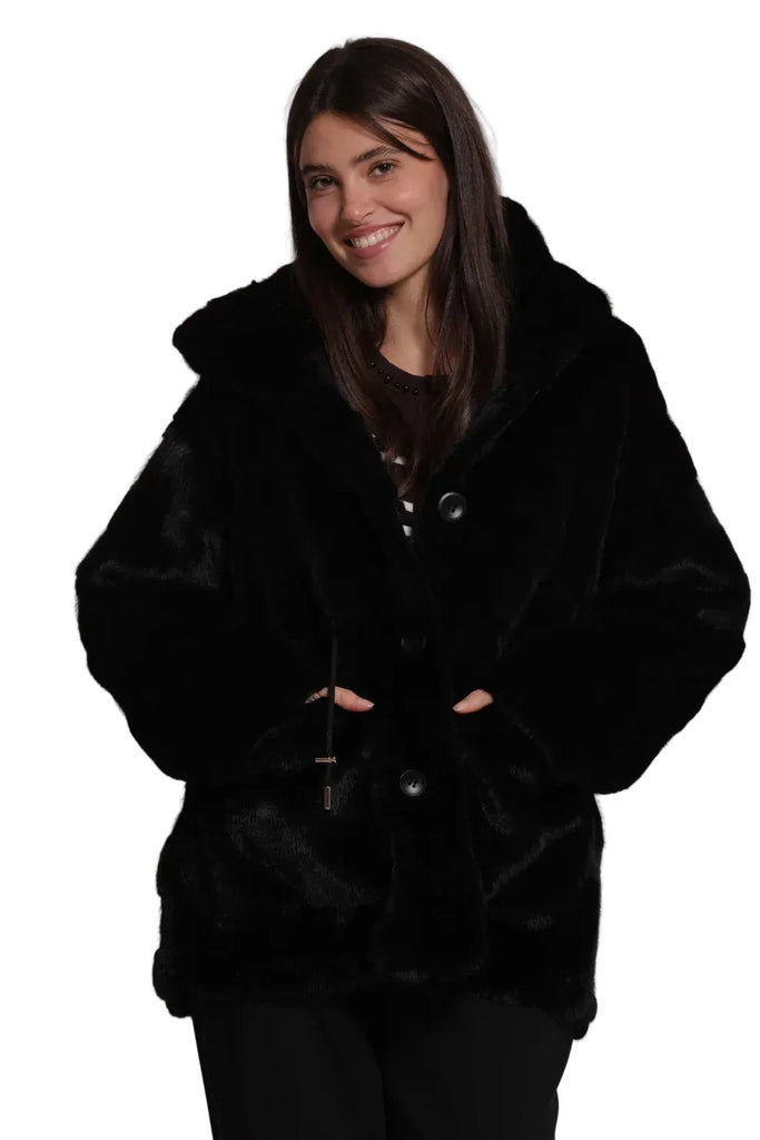 CAPPOTTO MIMI MUA' EFFETTO PELLICCIA CON COULISSE