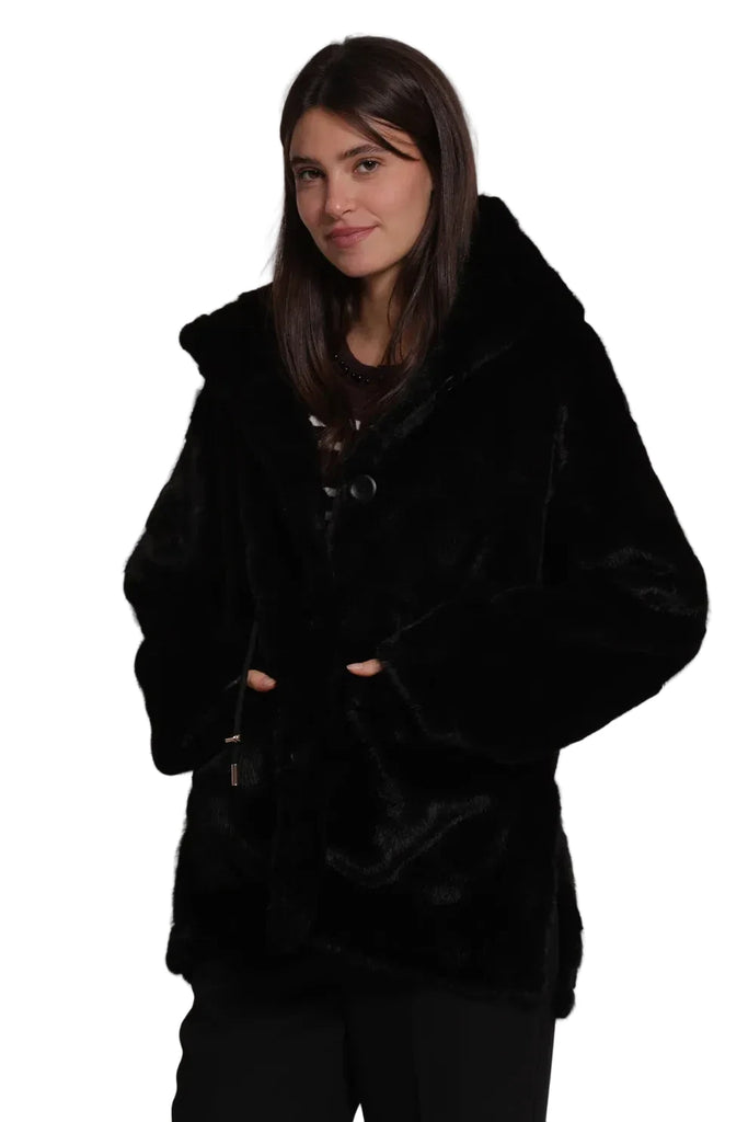 CAPPOTTO MIMI MUA' EFFETTO PELLICCIA CON COULISSE