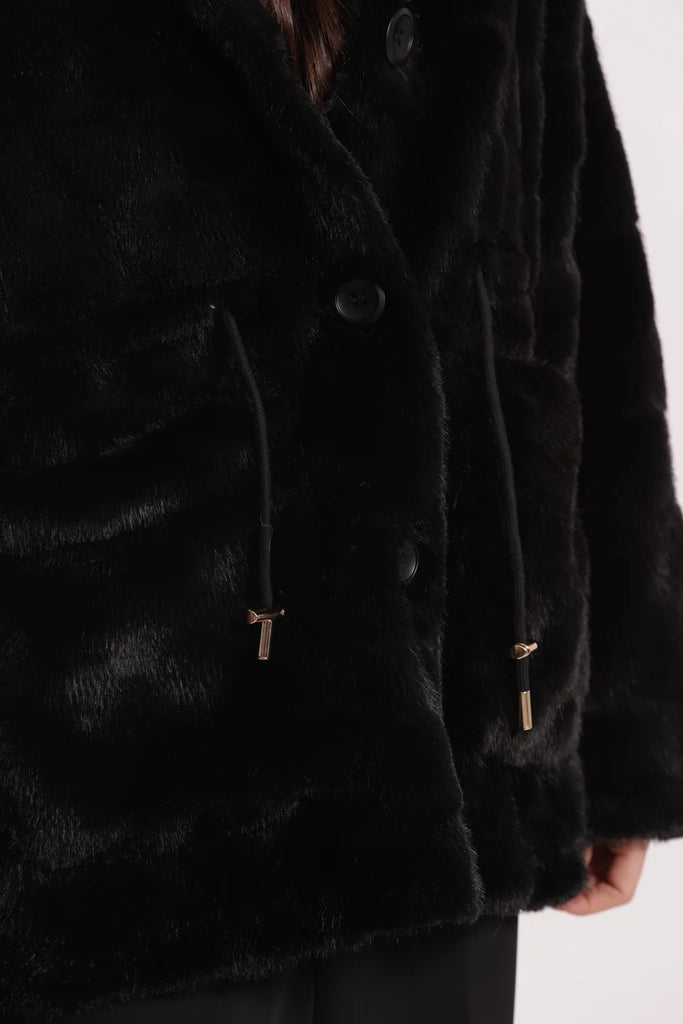 CAPPOTTO MIMI MUA' EFFETTO PELLICCIA CON COULISSE