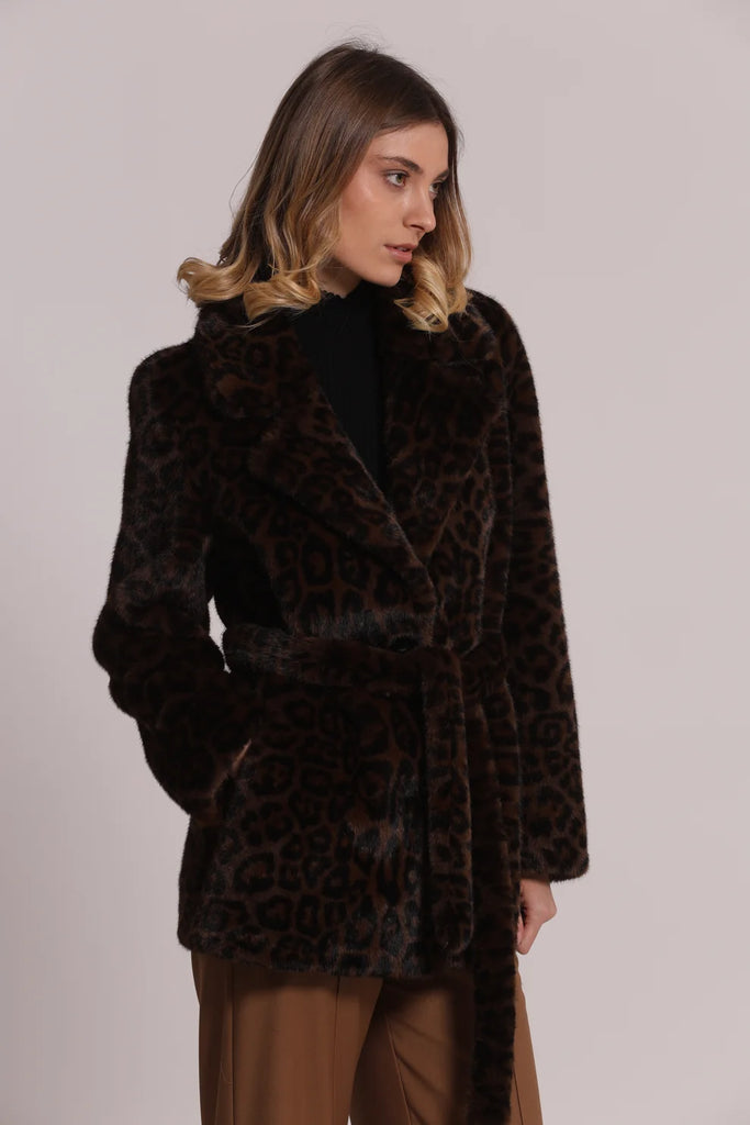 CAPPOTTO MIMI MUA'  ECOPELLICCIA ANIMALIER YQAP 6671