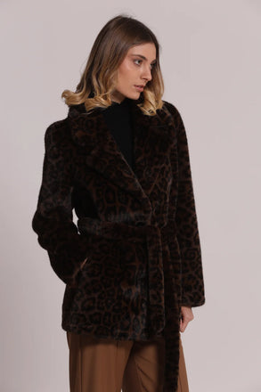 CAPPOTTO MIMI MUA'  ECOPELLICCIA ANIMALIER YQAP 6671