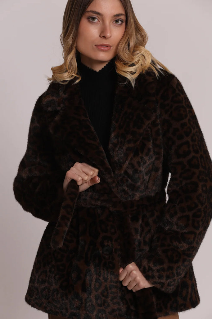 CAPPOTTO MIMI MUA'  ECOPELLICCIA ANIMALIER YQAP 6671