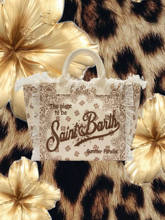 Borsa Mare Saint Barth Vanity In Canvas Con Bandana Beige VANI001 02565L