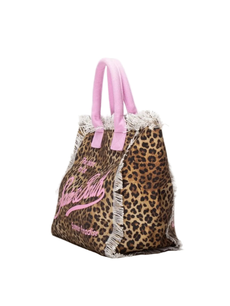 Borsa Mare Saint Barth Vanity Sand Leopardata Logo E Manici In Rosa VANI001 02591L