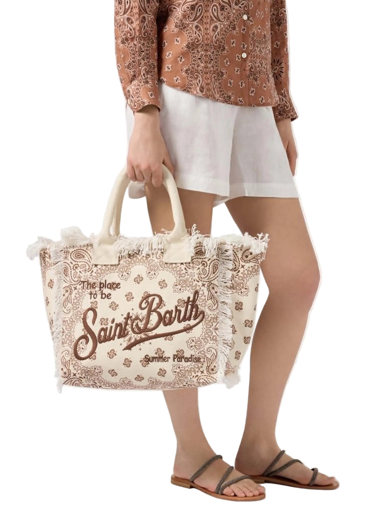 Borsa Mare Saint Barth Vanity In Canvas Con Bandana Beige VANI001 02565L