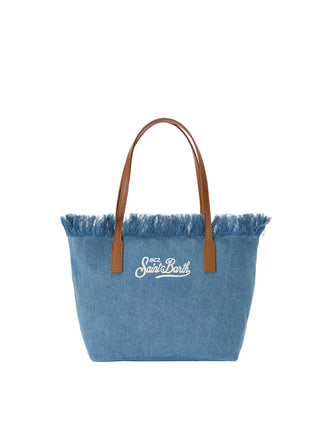 Borsa Saint Barth Shopper City Bag Fringe In Tessuto Denim CBF0001 01759L