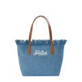 Borsa Saint Barth City Bag In Canvas Con Fringe In Denim CBMF001 00436L