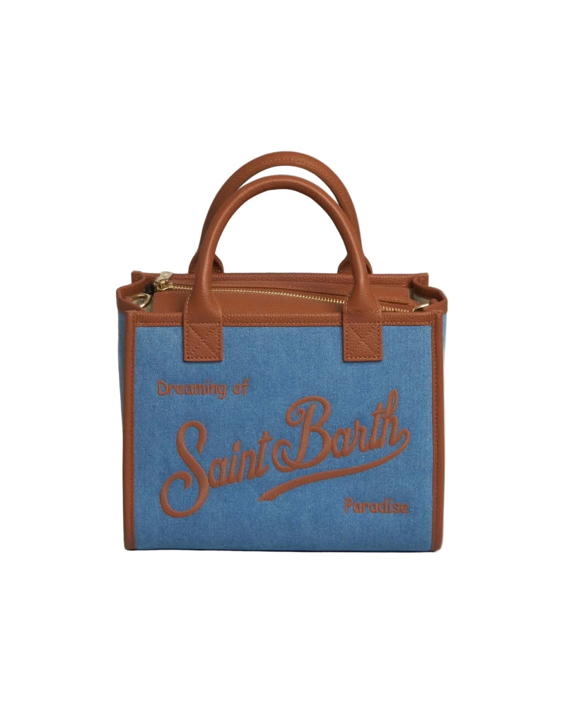 Borsa Saint Barth 01515 Vanity Bag mini denim grain leather