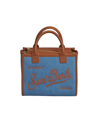 Borsa Saint Barth 01515 Vanity Bag mini denim grain leather
