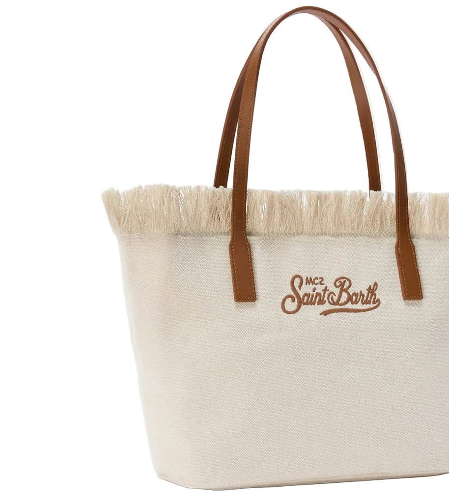 Borsa Saint Barth City Bag In Canvas Con Fringe CBM001 00302L