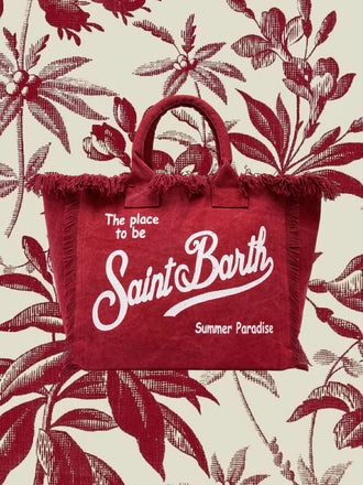Borsa Mare Saint Barth Vanity Bordeaux Con Logo Bianco VANI001 00171L