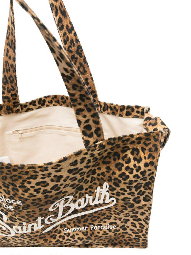 Borsa Saint Barth Essential Bag In Canvas Leopardato EBAGN007 00653L