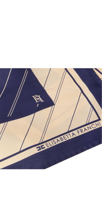Foulard Elisabetta Franchi FO01L46E2 in seta con pattern righe diagonali e logo