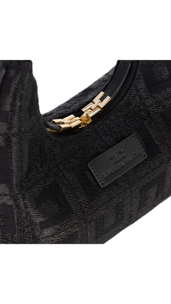 Borsa Elisabetta Franchi BS89A47E2 hobo in tessuto jacquard nera