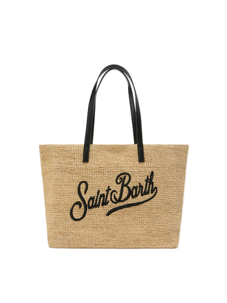 Borsa Saint Barth City In Raffia Con Logo Ricamato A contrasto RAFC00100421L