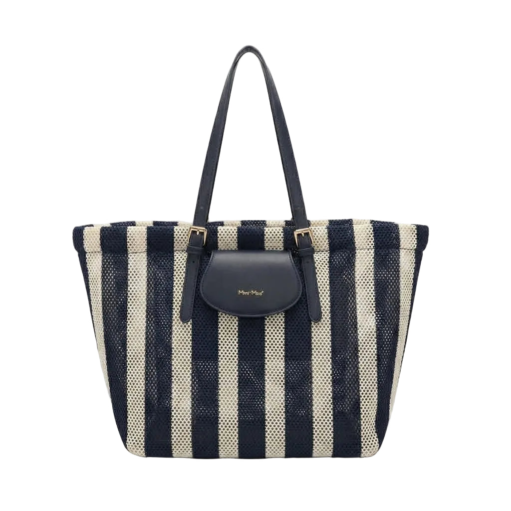 Borsa Shopper Mimì Muà A Spalle In Rete A Righe Blu Y201389