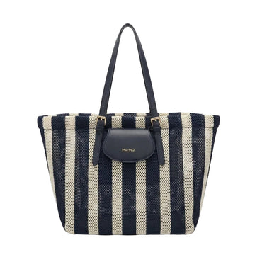 Borsa Shopper Mimì Muà A Spalle In Rete A Righe Blu Y201389