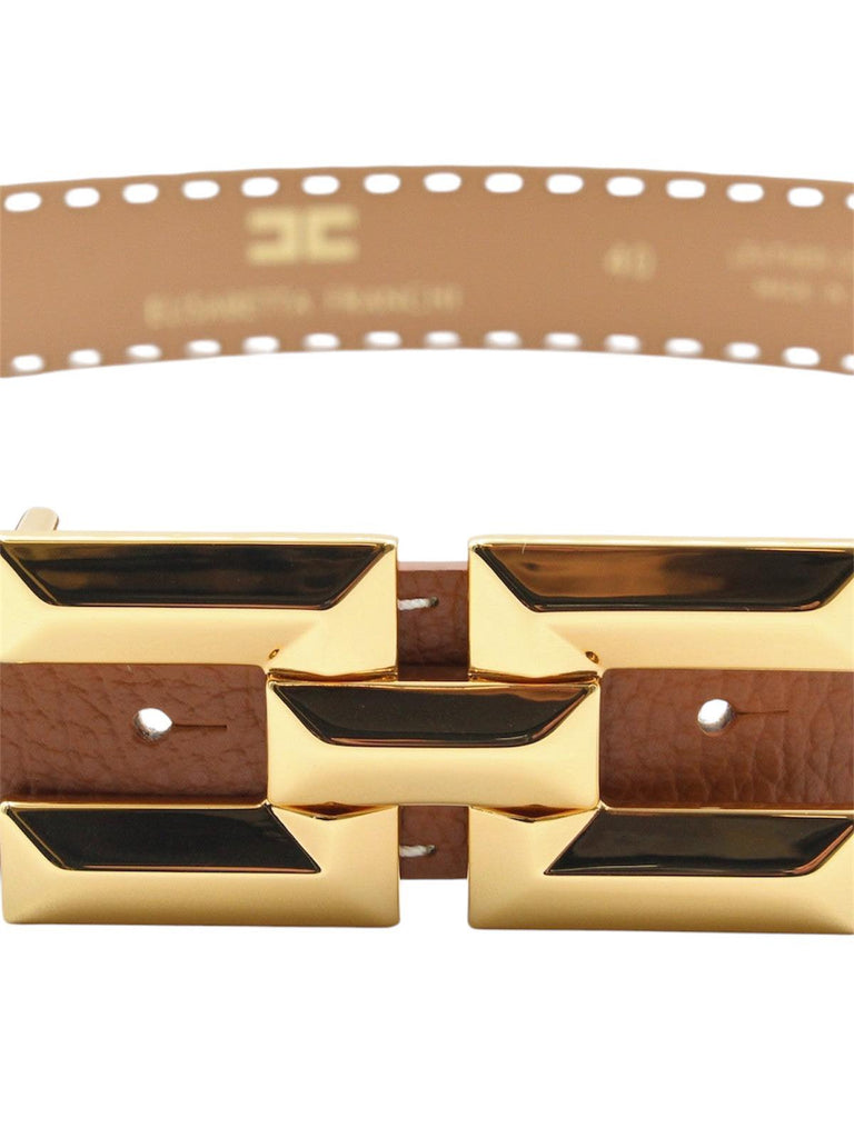 Cintura Elisabetta Franchi CT08S51E2 a vita alta in pelle con impunture Cognac