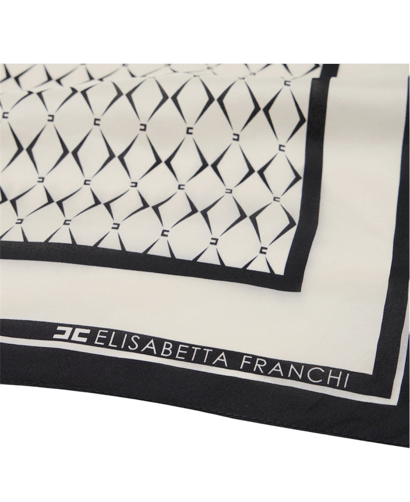 Foulard Elisabetta Franchi FO02L46E2 in seta con pattern rombo e logo
