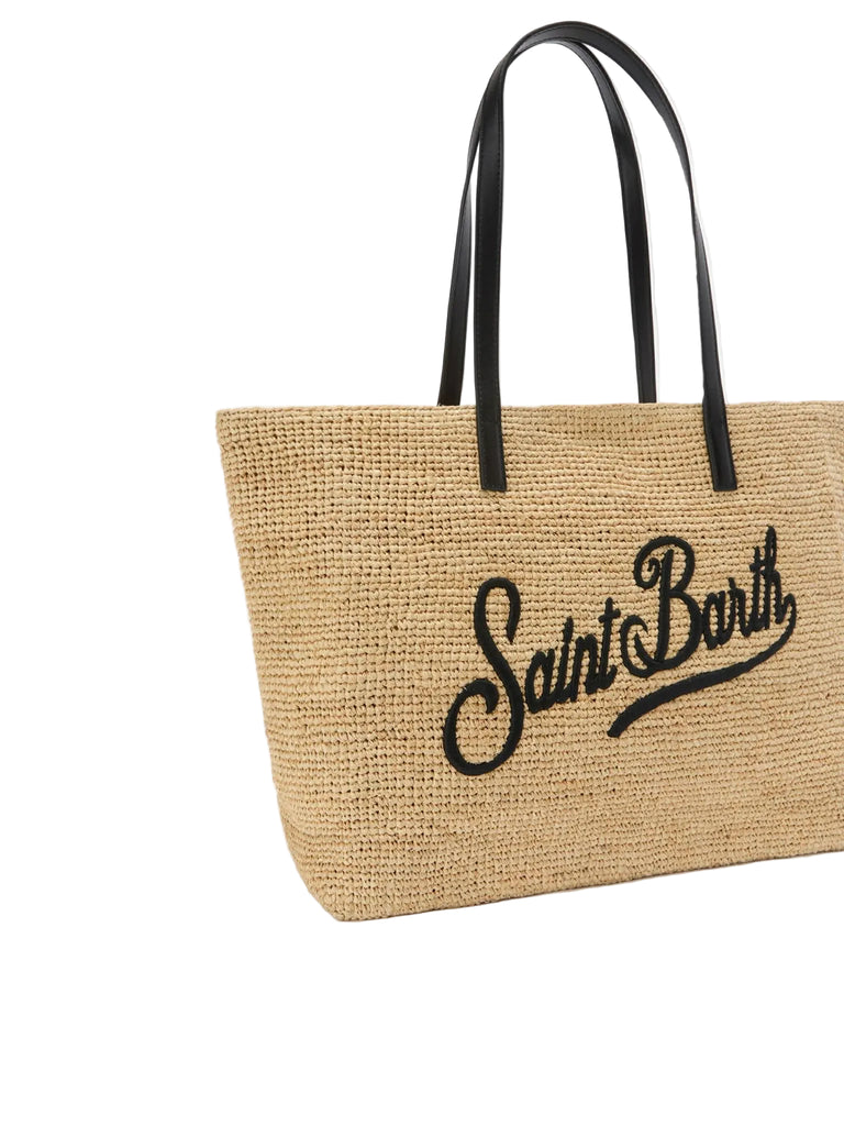 Borsa Saint Barth City In Raffia Con Logo Ricamato A contrasto RAFC001 00421L