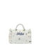 Borsa Saint Barth 01755 mini volant in denim bianca con fiori ricamati