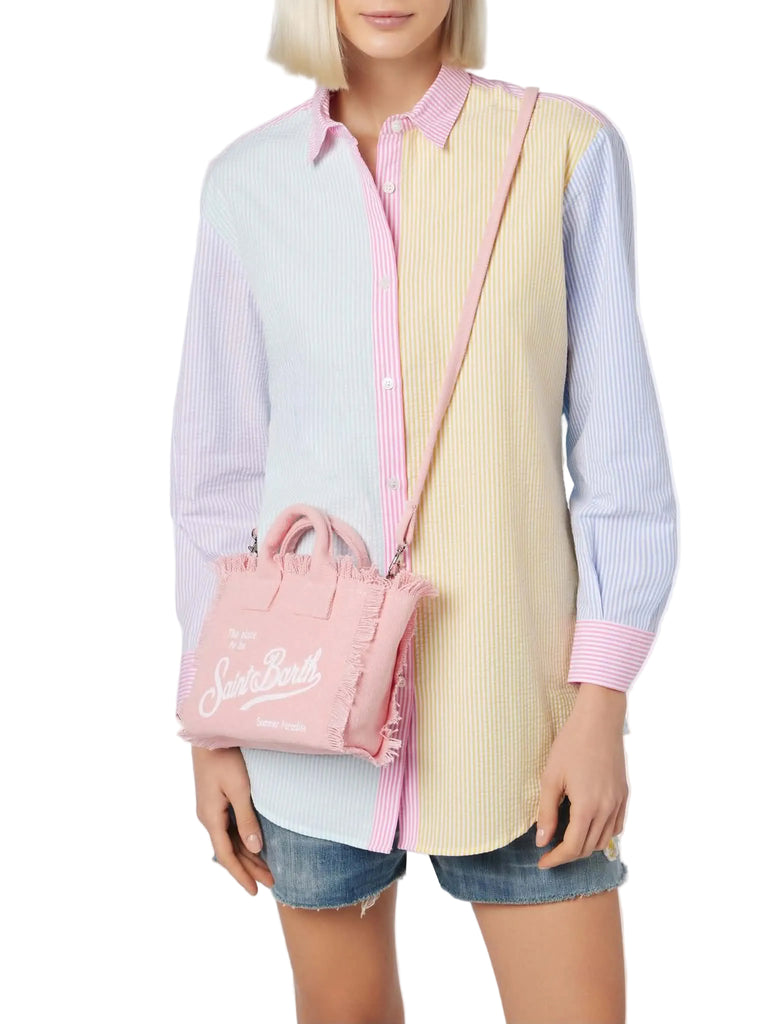 Borsa Saint Barth Vanity Mini In Canvas Rosa VAMI001 00135L