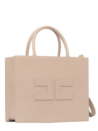 Borsa Elisabetta Franchi BS09A51E2 Tote media con impunture a contrasto GREIGE