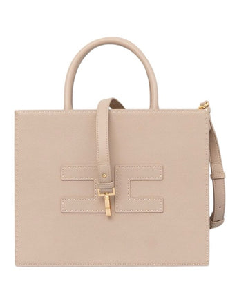 Borsa Elisabetta Franchi BS09A51E2 Tote media con impunture a contrasto GREIGE