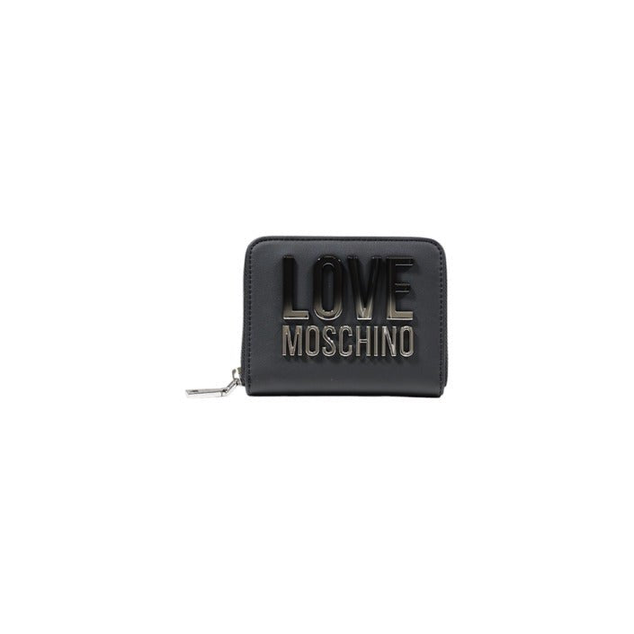 Portafoglio Love Moschino JC5732 Zip Around Medium Nero Logo smaltato