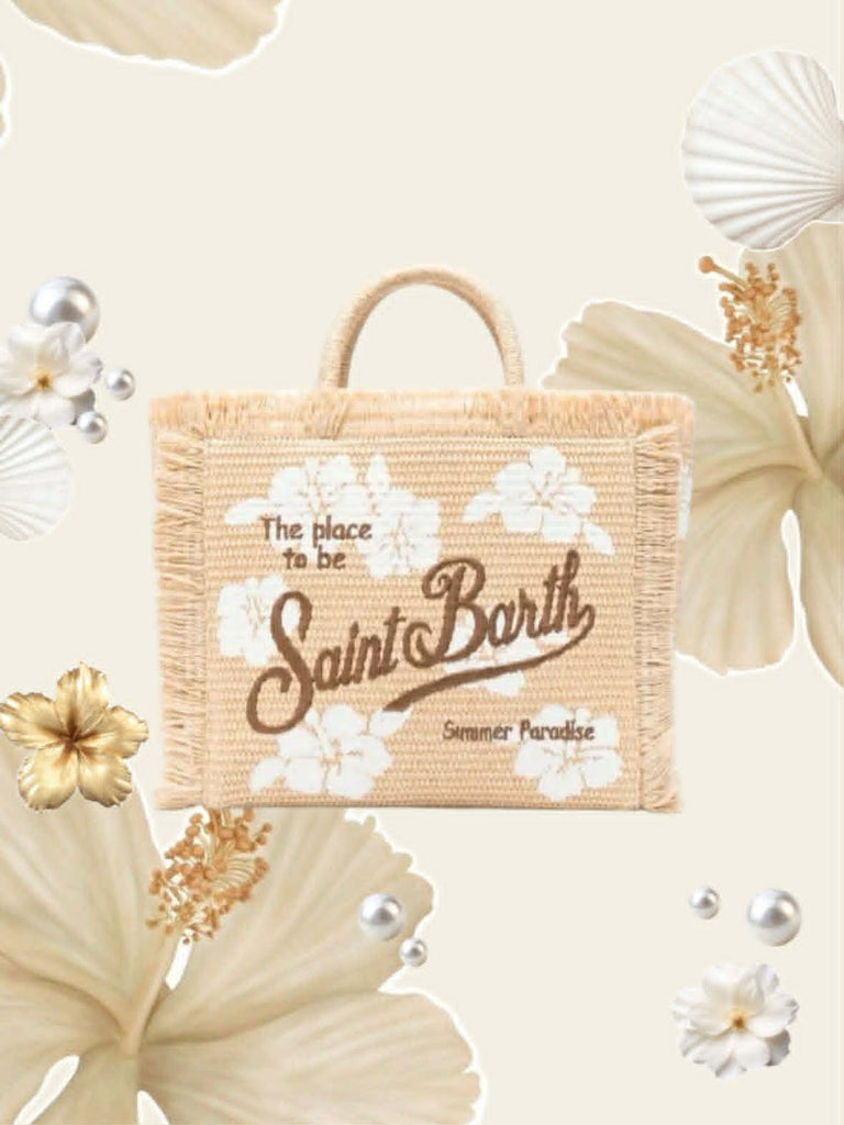 Borsa Saint Barth Colette Straw Hibiscus 1110 EMB COL0017 03047L