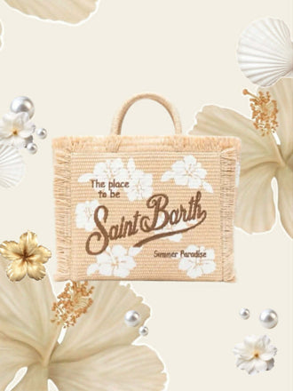 Borsa Saint Barth Colette Straw Hibiscus 1110 EMB COL0017 03047L
