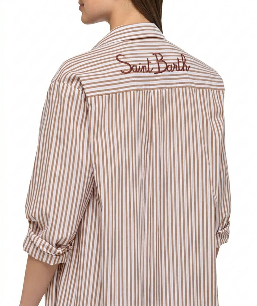 Abito Chemisier Saint Barth Maxi In Cotone Con Stampa A Righe Adeline