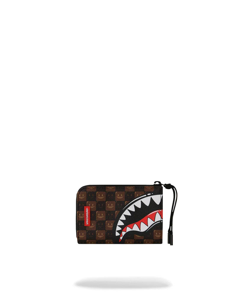 PORTAFOGLIO SPRAYGROUND 9302 SHARKS IN PARIS WTF BUBBLE BROWN CHECK WALLET