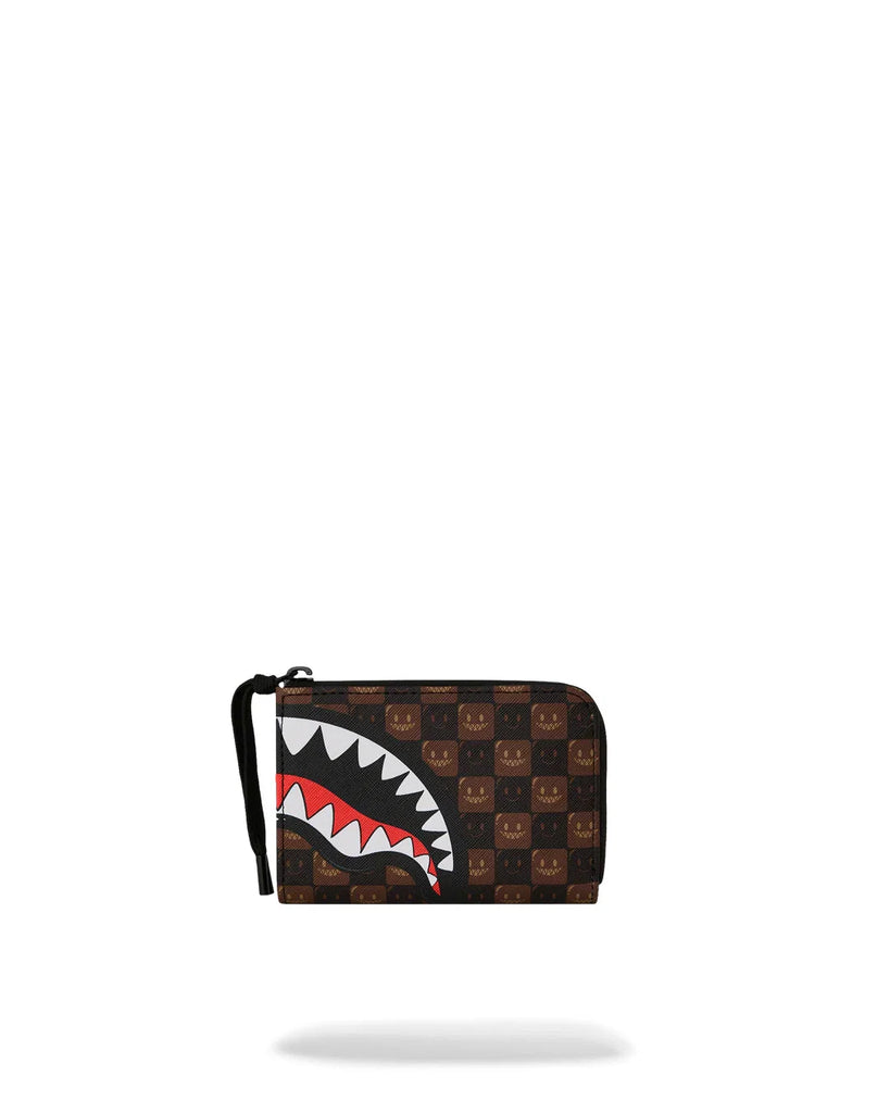 PORTAFOGLIO SPRAYGROUND 9302 SHARKS IN PARIS WTF BUBBLE BROWN CHECK WALLET