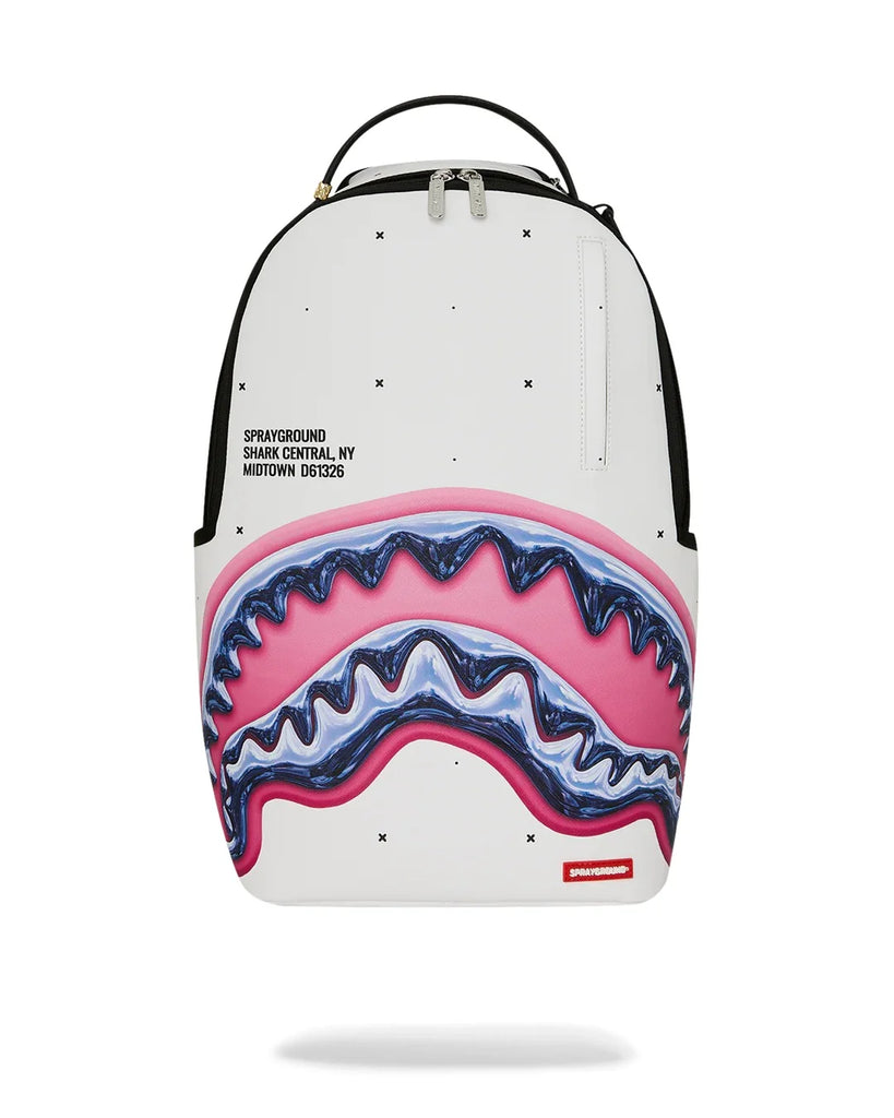 ZAINO SPRAYGROUND 8427 SHARK CENTRAL LIQUID CHROME BACKPACK