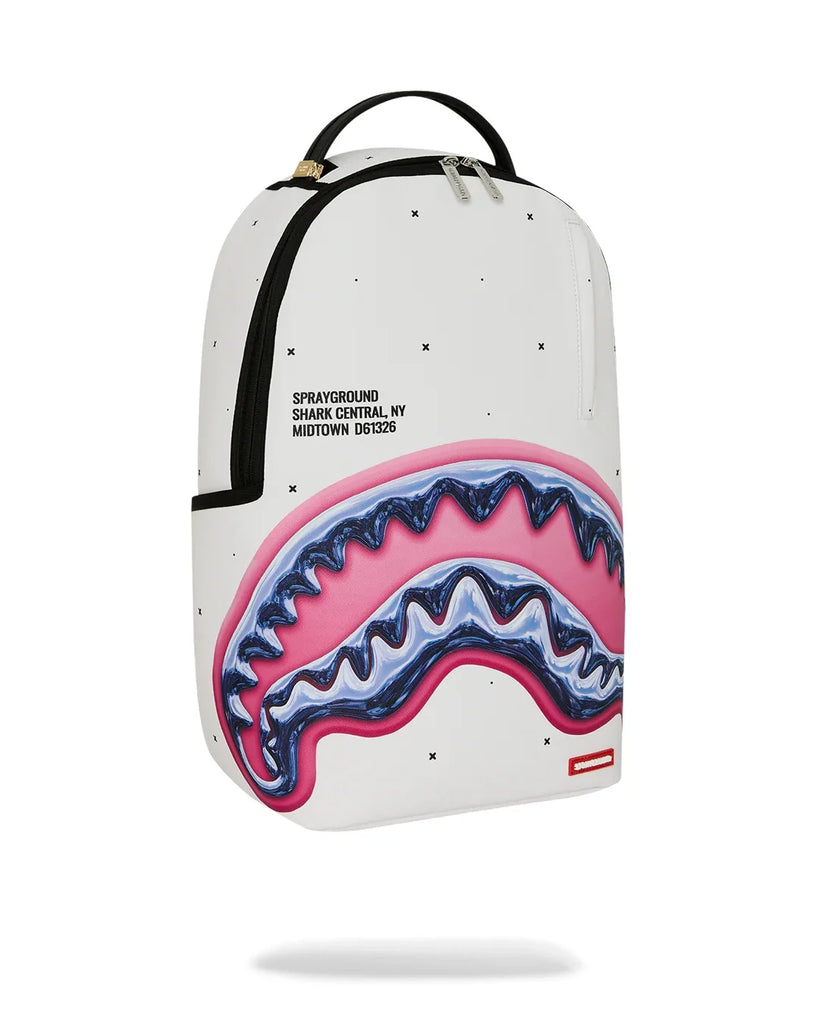 ZAINO SPRAYGROUND 8427 SHARK CENTRAL LIQUID CHROME BACKPACK