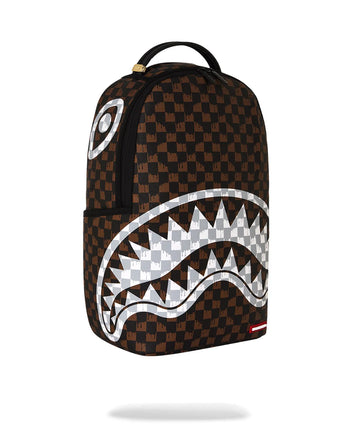 ZAINO SPRAYGROUND 8552 BROWN AND CREAM DRIP CHECK SHARK BACKPACK