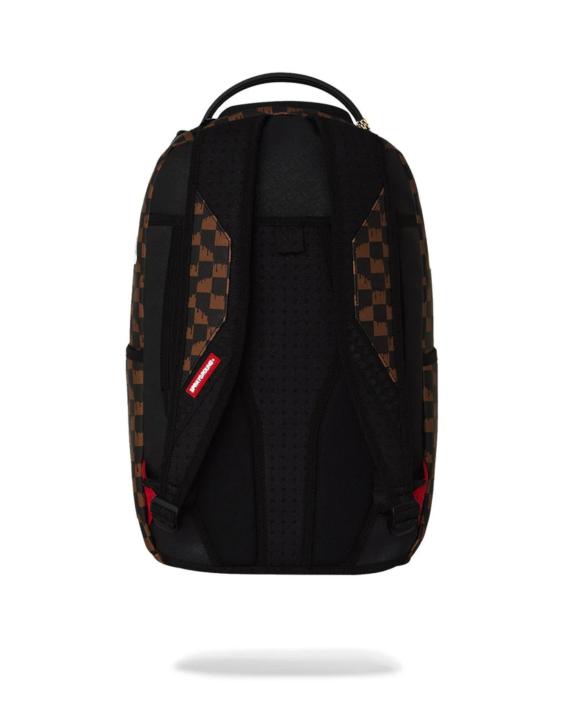 ZAINO SPRAYGROUND 8552 BROWN AND CREAM DRIP CHECK SHARK BACKPACK