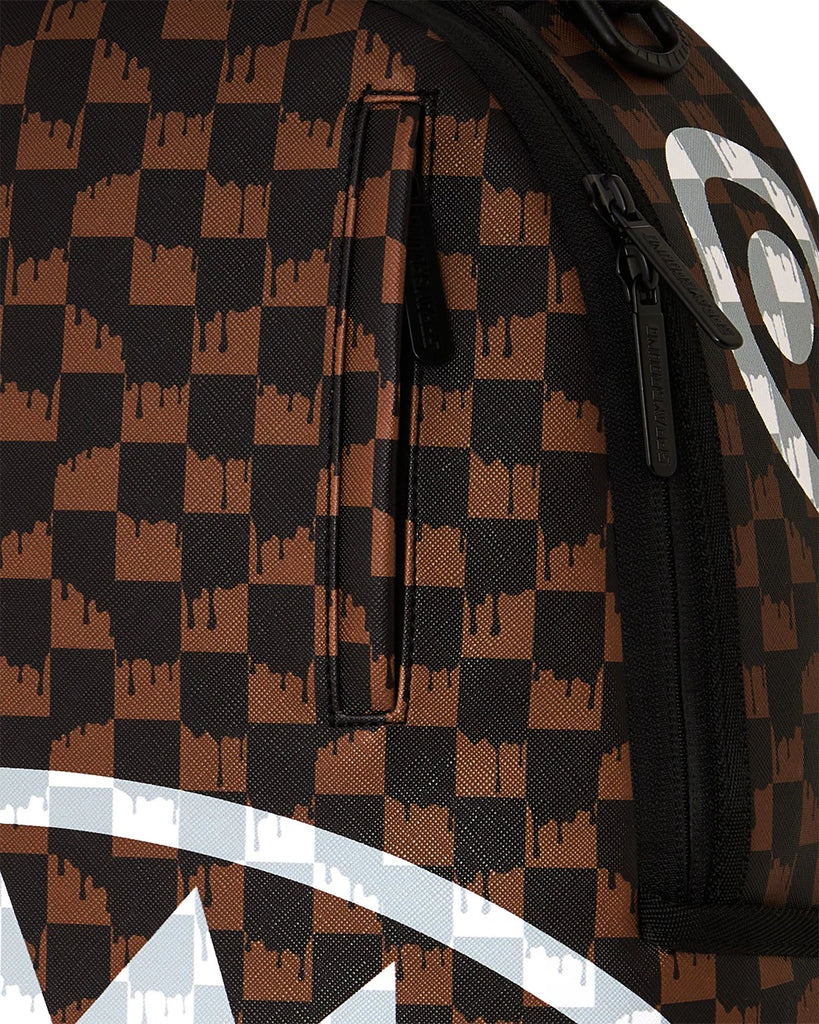 ZAINO SPRAYGROUND 8552 BROWN AND CREAM DRIP CHECK SHARK BACKPACK