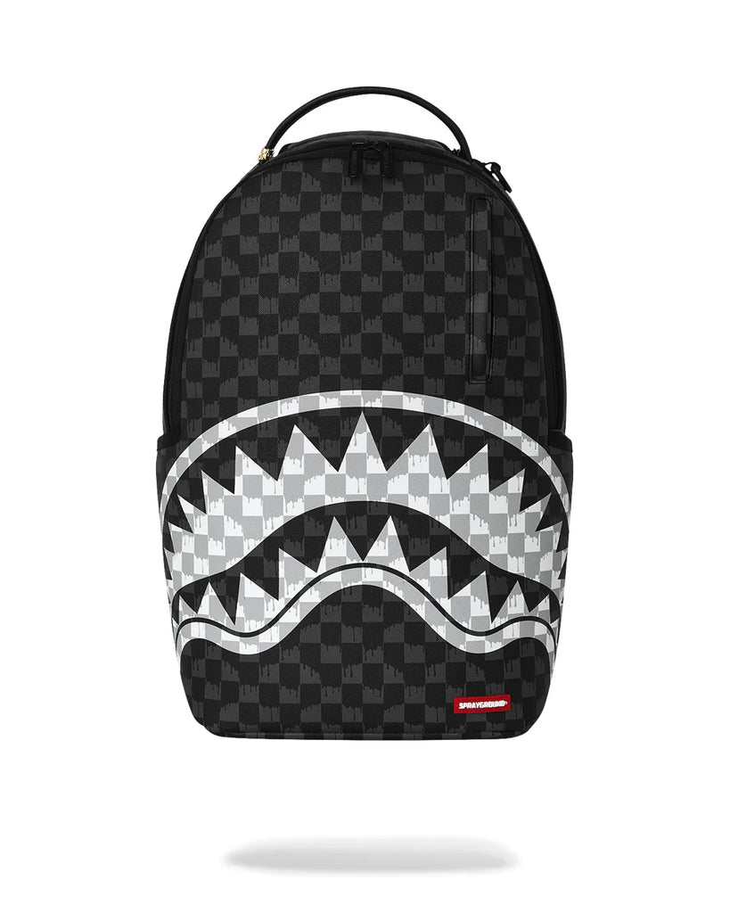 ZAINO SPRAYGROUND 8553 BLACK AND WHITE DRIP CHECK SHARK BACKPACK