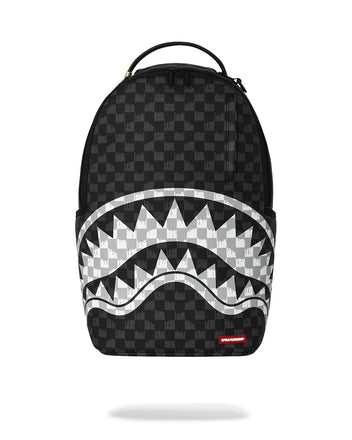 ZAINO SPRAYGROUND 8553 BLACK AND WHITE DRIP CHECK SHARK BACKPACK